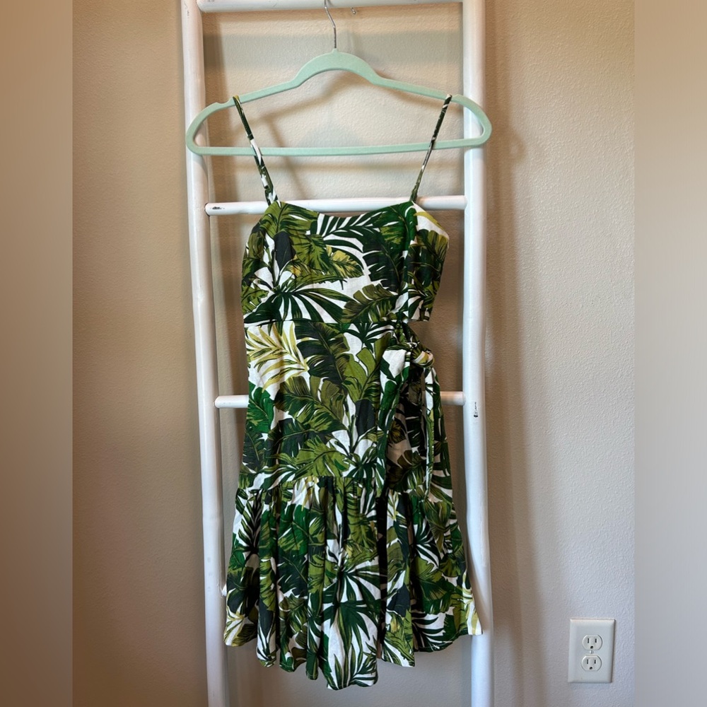 Guess Palm Leaf Side Tie Dress NWT